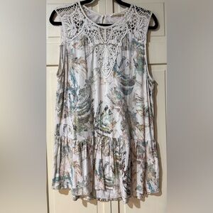 Anthropologie Meadow Rue Multicolor Floral Blouse with Lace Accent